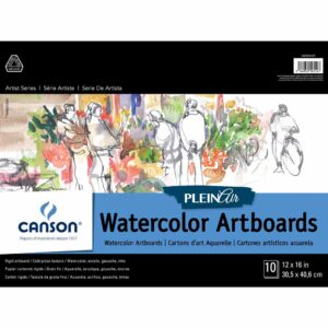 Canson Plein Air Watercolor Artboard - White 12 x 16 in 2 Ply (1.5mm)