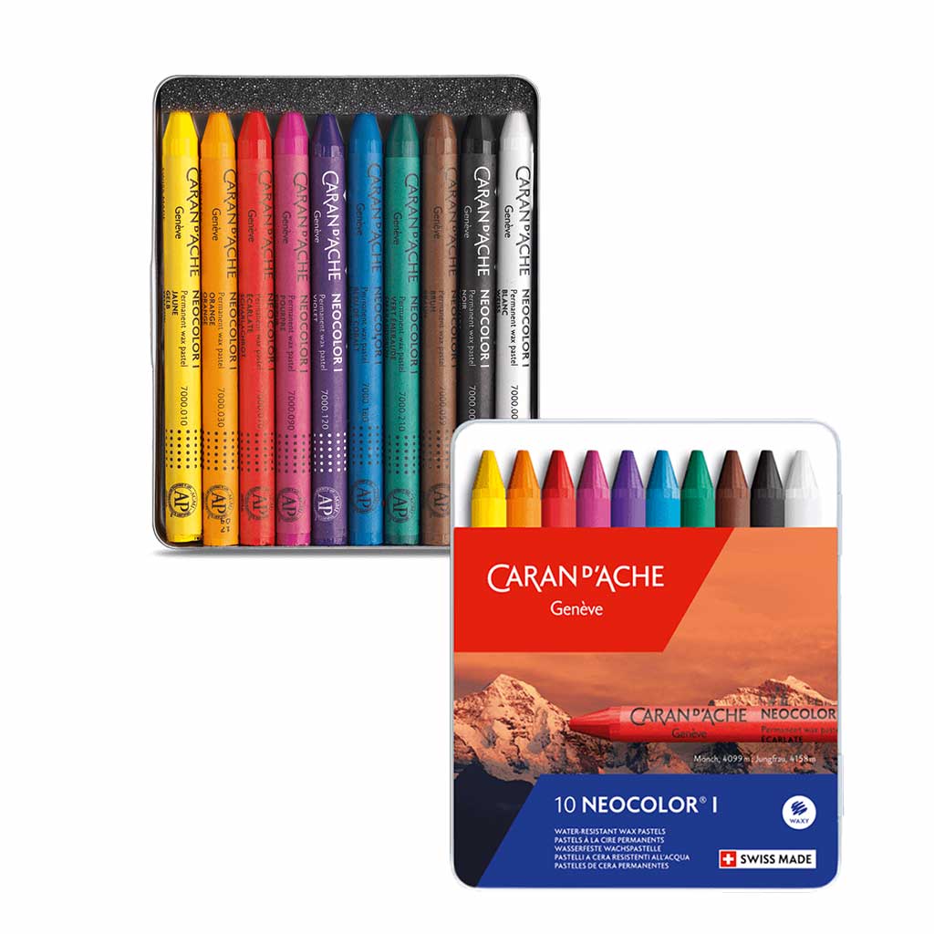 10 Colors Caran D'ache Premium Neocolor I Wax Pastels Artist Water