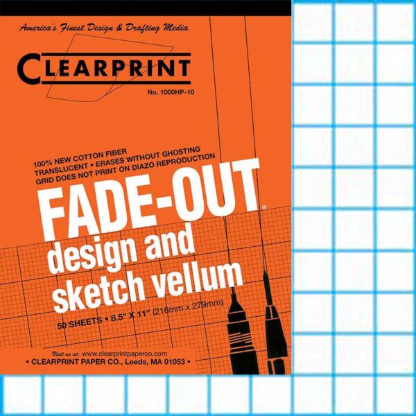 Clearprint Design Vellum 1000H-10 Fade-Out Pad 10 x 10 Grid 8.5" x 11"