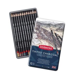 Derwent Tinted Charcoal Pencil Sets - Tin Box Set of 12