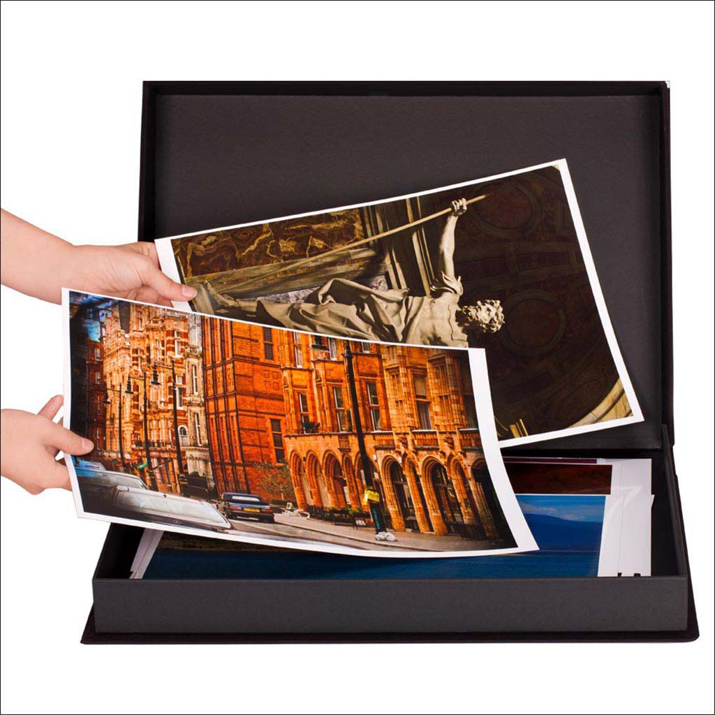 Black - 24 x 32 Photos & Documents Deluxe Acid-Free Sturdy & Lined with Archival Paper HG Concepts Art Photo Storage Box Eternity Archival Clamshell Box for Storing Artwork 