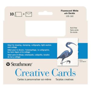 Strathmore Creative Greeting Cards - Fluorescent White/Deckle Pack of 10 5 x 7 in