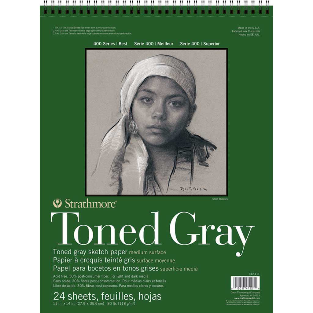 Strathmore Toned Sketch Paper Pad Series 400 9 x 12 50 Sheets Gray