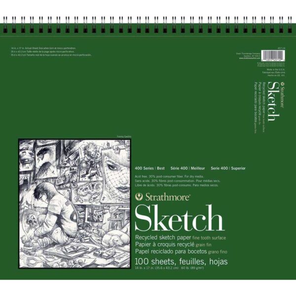 Strathmore 400 Series Recycled Sketch Pads - 14 x 17 in Fine Surface 89gsm (60lb)