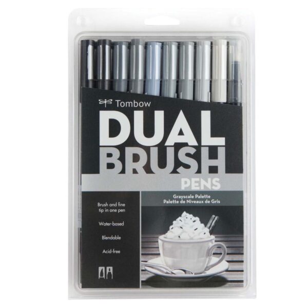 Tombow Dual Brush Pen Set Grayscale