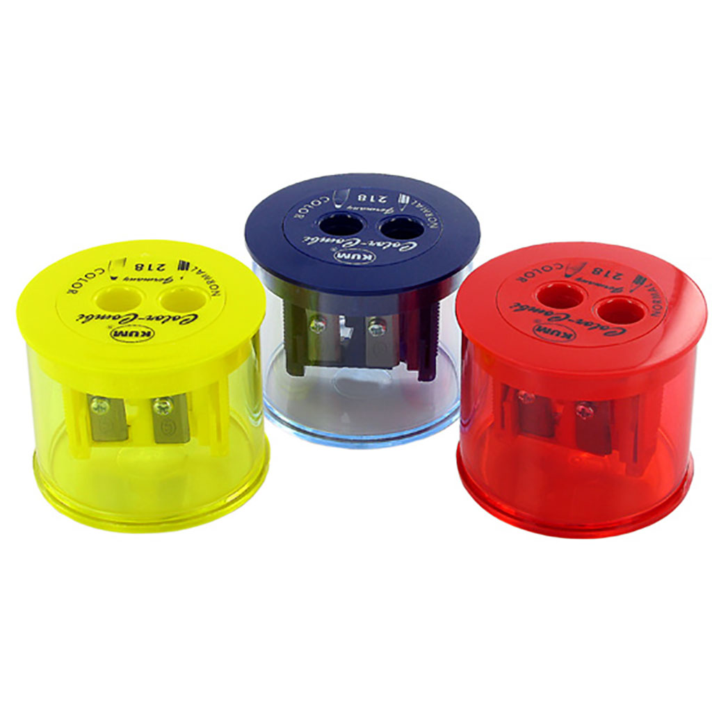 KUM 218T YELOW DOUBLE PENCIL SHARPENER FOR GRAPHITE AND COLOR PENCILS 